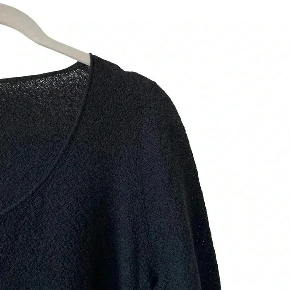 Eileen Fisher Black Tunic Sweater Small Scoopneck Half Sleeves Wool Classic - Picture 4 of 8